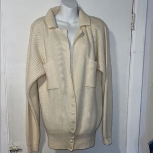 JAMES ST JOHN Vintage Lambswool Angora Blend Off White Button Front Cardigan-S